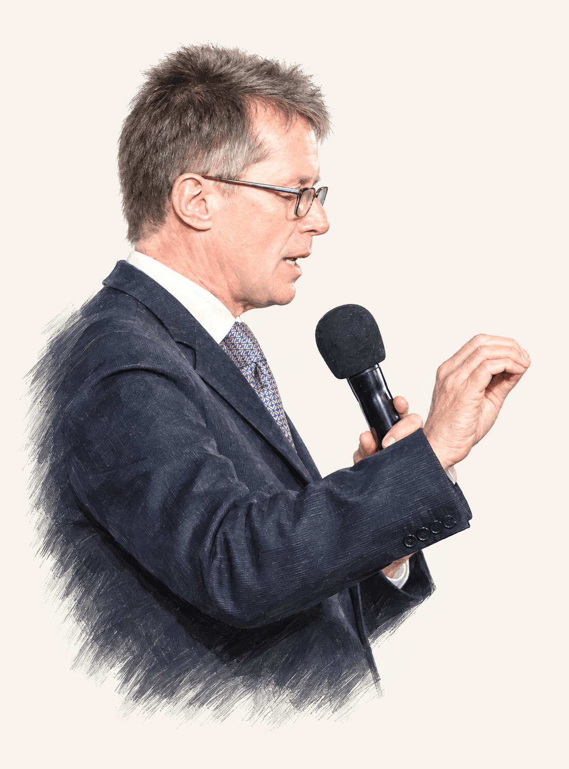 Painted portrait of Nicky Campbell